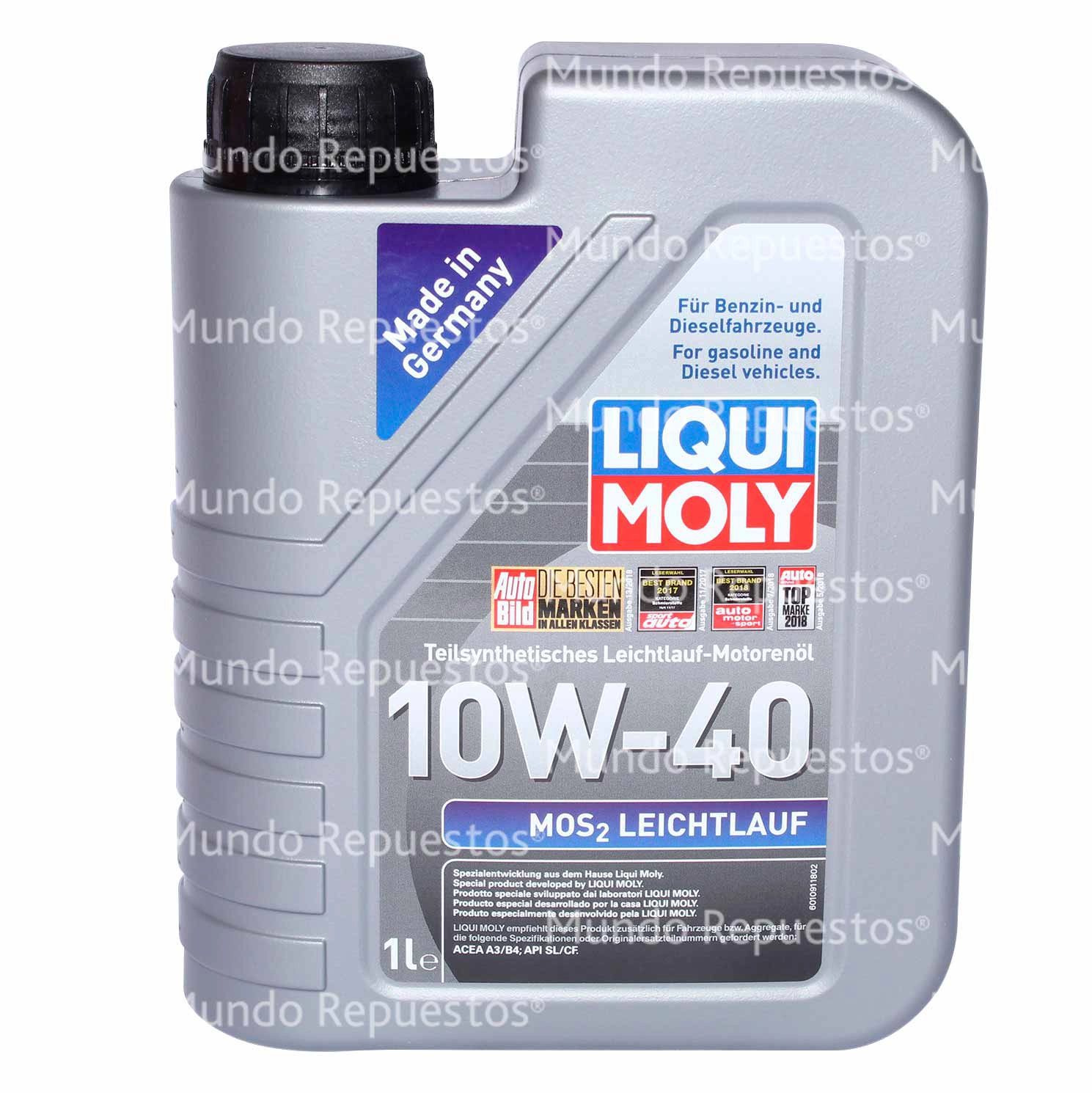 Aceite Motor 10W-40 marca Liqui moly disponible en Mundo Repuestos