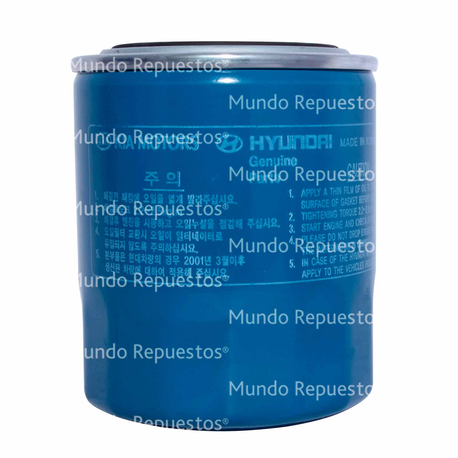 Filtro aceite marca Mobis disponible en Mundo Repuestos